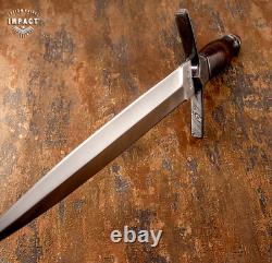 Impact Cutlery Custom Dagger Knife Stacked Leather Damascus Guard