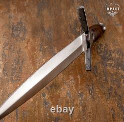 Impact Cutlery Custom Dagger Knife Stacked Leather Damascus Guard