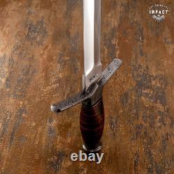 Impact Cutlery Custom Dagger Knife Stacked Leather Damascus Guard