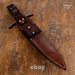 Impact Cutlery Custom Dagger Knife Stacked Leather Damascus Guard