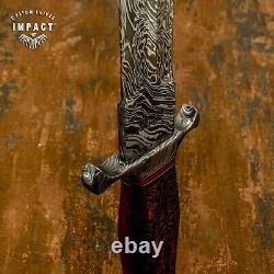 Impact Cutlery Custom Damascus Hunting Dagger Engraved Burl Wood Handle- 1603