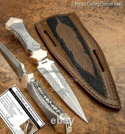 Impact Cutlery Custom Full Tang Damascus Handle D2 Dagger Boot Knife