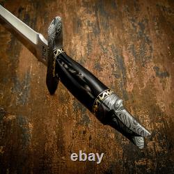Impact Cutlery Rare Custom D2 Art Dagger Knife Bull Horn Handle