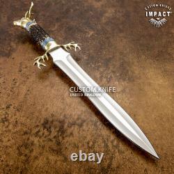 Impact Cutlery Rare Custom D2 Art Dagger Knife Stag Antler Handle