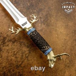 Impact Cutlery Rare Custom D2 Art Dagger Knife Stag Antler Handle