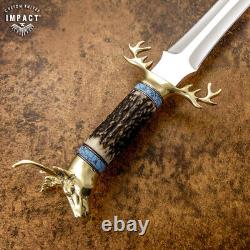 Impact Cutlery Rare Custom D2 Art Dagger Knife Stag Antler Handle