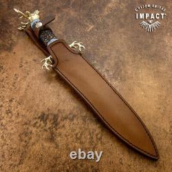 Impact Cutlery Rare Custom D2 Art Dagger Knife Stag Antler Handle