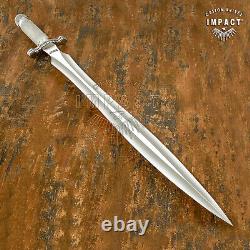 Impact Cutlery Rare Custom D2 Art Dagger Sword Knife Knurled Silver Handle