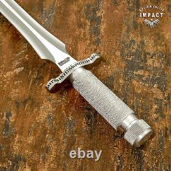 Impact Cutlery Rare Custom D2 Art Dagger Sword Knife Knurled Silver Handle