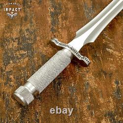 Impact Cutlery Rare Custom D2 Art Dagger Sword Knife Knurled Silver Handle