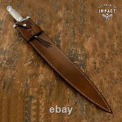 Impact Cutlery Rare Custom D2 Art Dagger Sword Knife Knurled Silver Handle