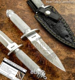 Impact Cutlery Rare Custom D2 Custom Art Dagger Knife Knurled Silver Handle