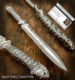 Impact Cutlery Rare Custom D2 Full Tang Art Dagger Knife Damascus Handle