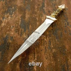 Impact Cutlery Rare Custom D2 Full Tang Art Dagger Knife Engraved Bolsters