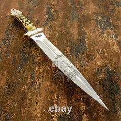 Impact Cutlery Rare Custom D2 Full Tang Art Dagger Knife Engraved Bolsters