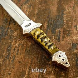 Impact Cutlery Rare Custom D2 Full Tang Art Dagger Knife Engraved Bolsters