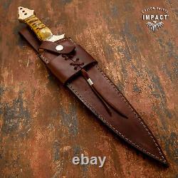 Impact Cutlery Rare Custom D2 Full Tang Art Dagger Knife Engraved Bolsters