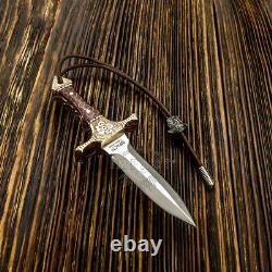 Impact Cutlery Rare Custom D2 Full Tang Art Neck Dagger Knife Engraved Bolsters