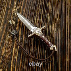 Impact Cutlery Rare Custom D2 Full Tang Art Neck Dagger Knife Engraved Bolsters