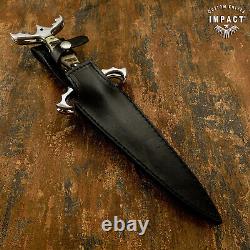 Impact Cutlery Rare Custom D2 Full Tang Dagger Knife Ram Horn Handle