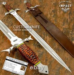 Impact Cutlery Rare Custom D2 Massive Fuller Sword Dagger Knife Exotic Wood