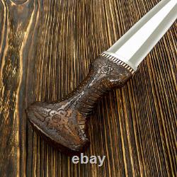 Impact Cutlery Rare Custom D2 Tooth Pick Dagger Knife Carved Burl Wood Handle