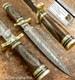 Impact Cutlery Rare Custom Damascus Dagger Knife Brass Inlayed Burl Wood Handle