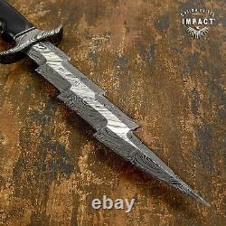 Impact Cutlery Rare Custom Damascus Dagger Knife Bull Horn Handle-279