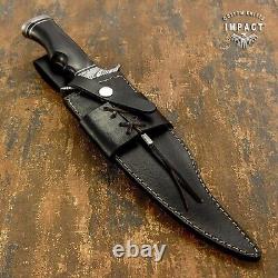 Impact Cutlery Rare Custom Damascus Dagger Knife Bull Horn Handle-279