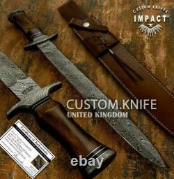 Impact Cutlery Rare Custom Damascus Dagger Knife Burl Wood Handle-70