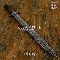 Impact Cutlery Rare Custom Damascus Dagger Knife Burl Wood Handle-70