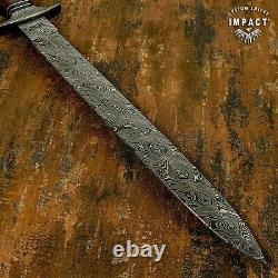 Impact Cutlery Rare Custom Damascus Dagger Knife Burl Wood Handle-70