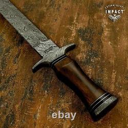 Impact Cutlery Rare Custom Damascus Dagger Knife Burl Wood Handle-70