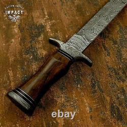 Impact Cutlery Rare Custom Damascus Dagger Knife Burl Wood Handle-70