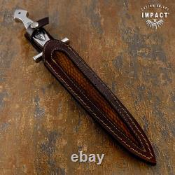 Impact Cutlery Rare Custom Full Tang Dagger Knife Damascus Inlay Handle