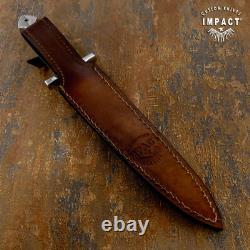 Impact Cutlery Rare Custom Full Tang Dagger Knife Damascus Inlay Handle