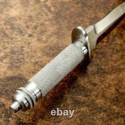 Impact Cutlery Rare Custom Hand Made D2 Art Dagger Boot Knife, Knurled Silver