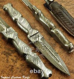 Impact Cutlery Rare Custom Integral Forged Art Fuller Damascus Boot Knife Dagger