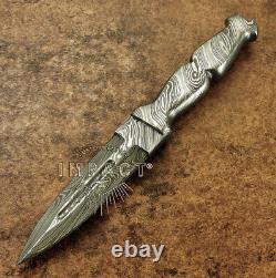 Impact Cutlery Rare Custom Integral Forged Art Fuller Damascus Boot Knife Dagger