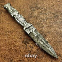 Impact Cutlery Rare Custom Integral Forged Art Fuller Damascus Boot Knife Dagger