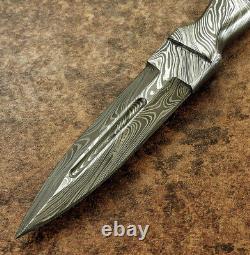 Impact Cutlery Rare Custom Integral Forged Art Fuller Damascus Boot Knife Dagger