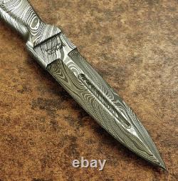 Impact Cutlery Rare Custom Integral Forged Art Fuller Damascus Boot Knife Dagger