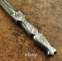 Impact Cutlery Rare Custom Integral Forged Art Fuller Damascus Boot Knife Dagger