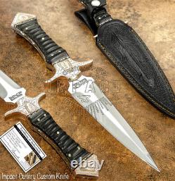 Impact Cutlery Rare Custom Knife Full Tang Boot Knife Dagger Engraved Copper