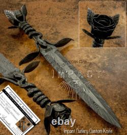 Impact Cutlery Unique custom integral forged art feather Damascus knife dagger