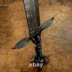 Impact Cutlery Unique custom integral forged art feather Damascus knife dagger