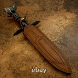 Impact Cutlery Unique custom integral forged art feather Damascus knife dagger