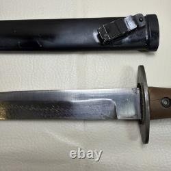 Italian Army Pugnale WW2 Combat Fighting Knife Dagger Scabbard Wooden Grip VTG