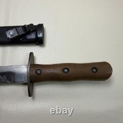 Italian Army Pugnale WW2 Combat Fighting Knife Dagger Scabbard Wooden Grip VTG