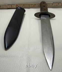 Italian Army Pugnale WW2 Combat Fighting Knife Dagger Scabbard Wooden Grip VTG
